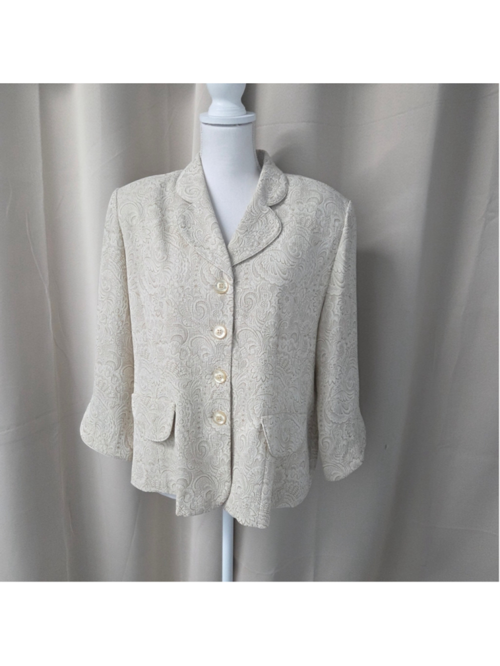 Orchard Rose Cream Women's Jacket w/Floral Design Formalwear Blazer Size 1X